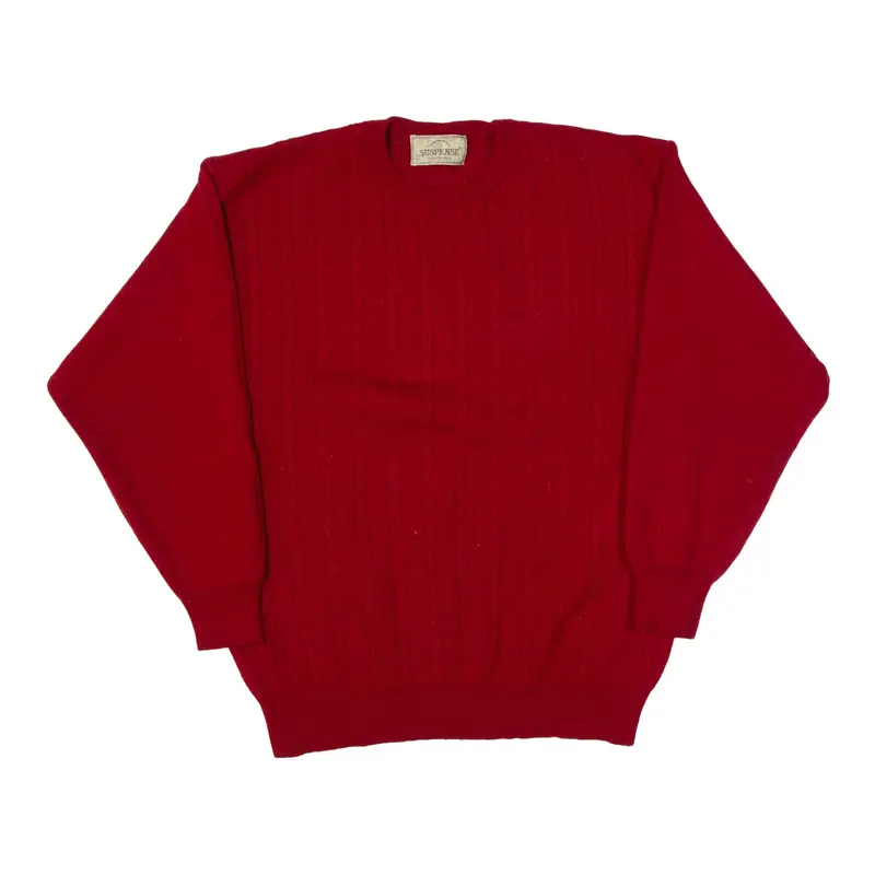 SUSPENSE Jumper Red 80s Cable Knit Mens S