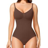 Avamo Womens V Neck Shaperwear Body Shaper Sleeveless Adjustable Strip Casual Stretchy Basic T Shirt Bodysuit Skinny Shirts