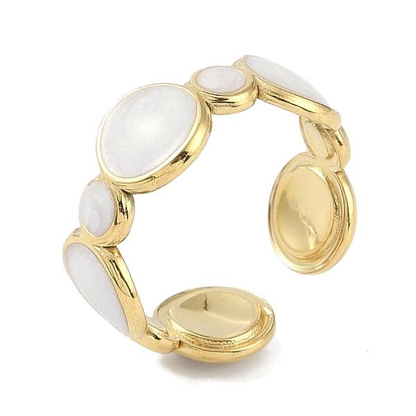 Ion Plating(IP) 304 Stainless Steel Enamel Cuff Finger Rings