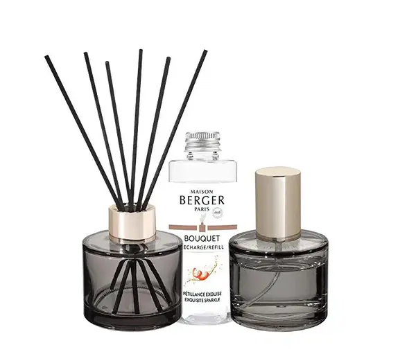 Maison Berger Paris Set Regalo Diffusore Di Aromi Rosalie Grigio + Ricarica E Spray Per La Casa Intense Glitter