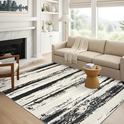 Striped Pattern Carpet for Room Decor, Non-slip Soft Absorbent Floor Mat, Room Accessories Decorative Carpet for Home Living ...