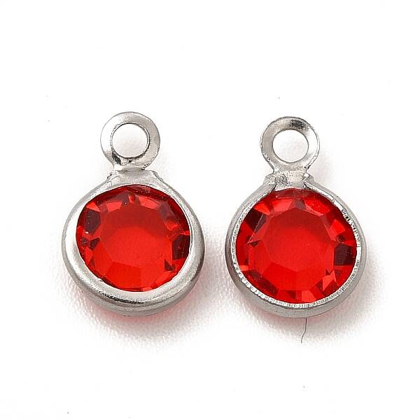 304 Stainless Steel with Glass Charms