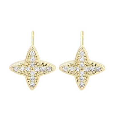 Brass Micro Pave Clear Cubic Zirconia Studs Earring for Women