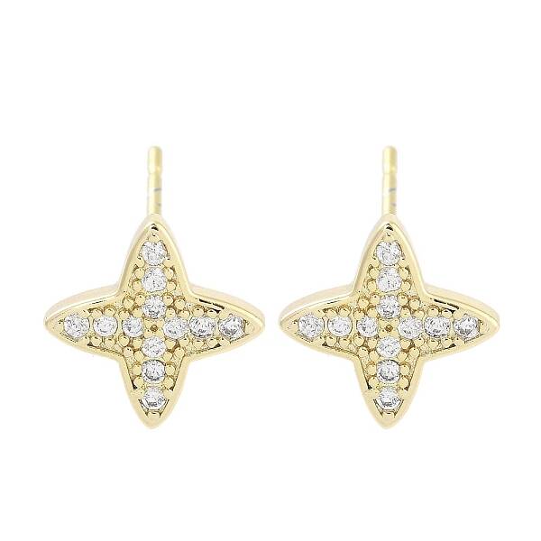 Brass Micro Pave Clear Cubic Zirconia Studs Earring for Women