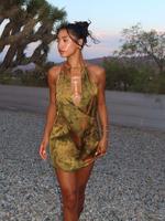Women's All Over Print Sleeveless Halter Neck Dress, Elegant Fashion Casual Blackless Satin Short Dress for Daily Outdoor Wea...