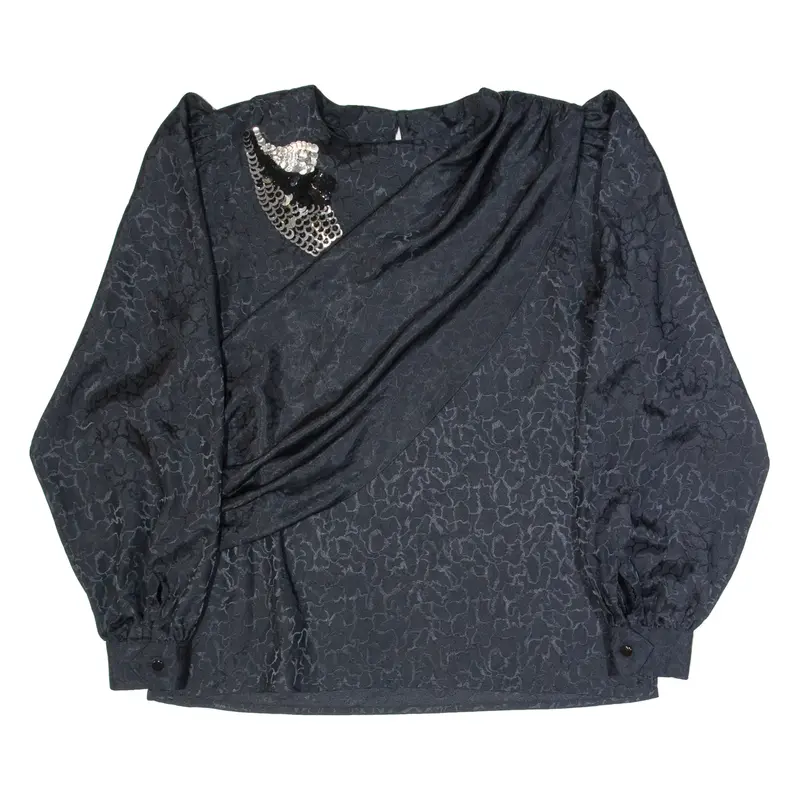 SOLANGE MONDOR Womens Blouse Black Long Sleeve M