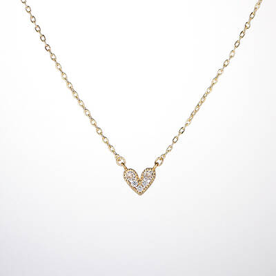 Golden Brass Heart Pendant Necklace for Women