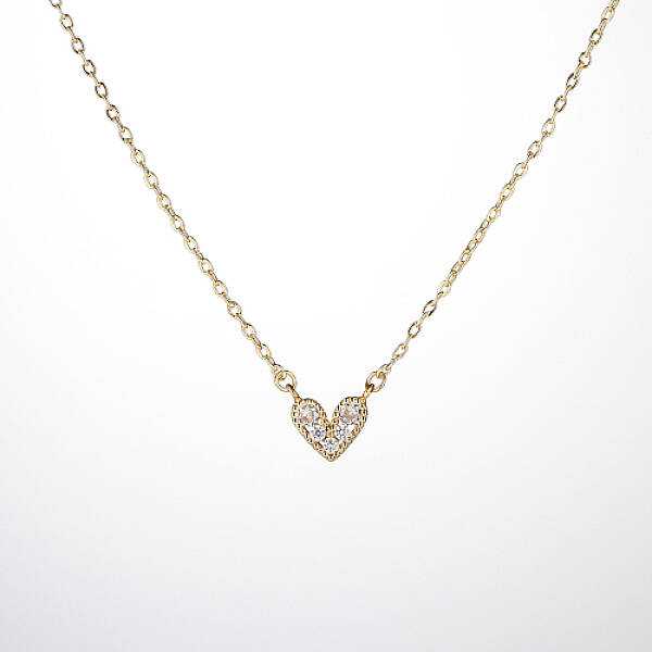 Golden Brass Heart Pendant Necklace for Women