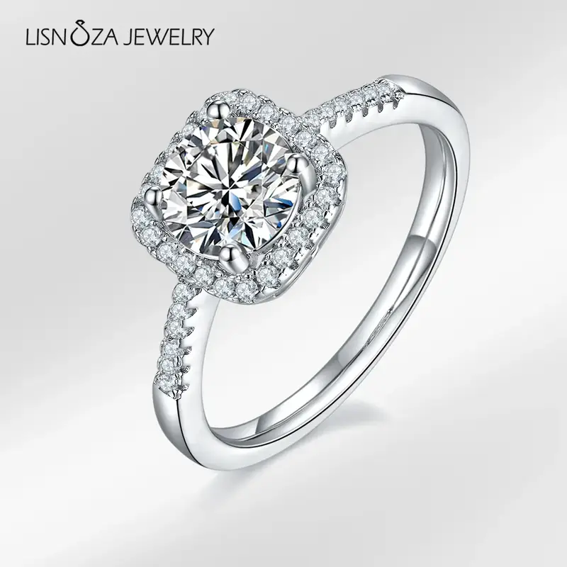 【#19 Square-Wrap Ring 】Synthetic Moissanite Square-Wrap Ring in 925 Silver,1ct