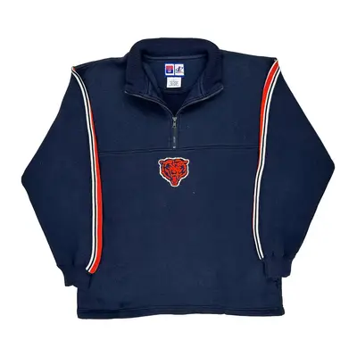 Chicago Bears Logo Athletics Nfl 1/4 Zip - Large Navy Polyester Blend