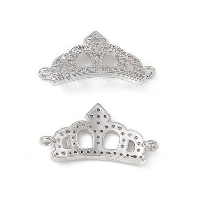 Brass Micro Pave Clear Cubic Zirconia Connetor Charms