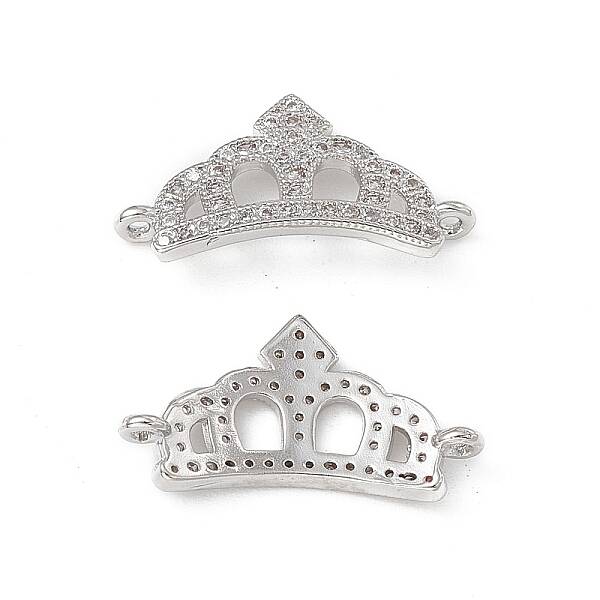 Brass Micro Pave Clear Cubic Zirconia Connetor Charms