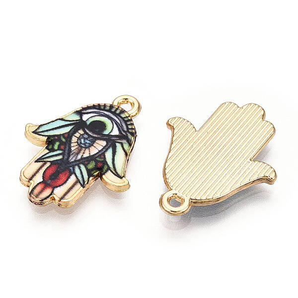 Printed Light Gold Tone Alloy Pendants