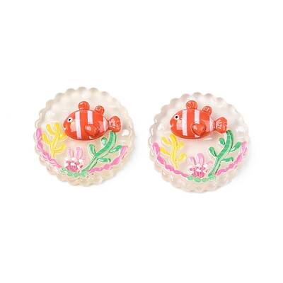 Ocean Theme Flat Round Resin Cabochons