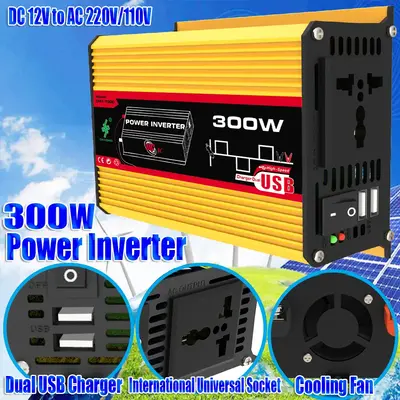 300w Power Inverter, Dc12v To 110v/220v, With 4.2a Dual Usb Fast Charging Ports, A Dual Ac Adapter Car Power Supply Wonder Su...