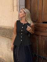 Women's Plain Button Vest, Casual Chic Minimalist Sleeveless Outerwear for Summer, Ladies Fitted Clothes for Daily Wear, Wome...