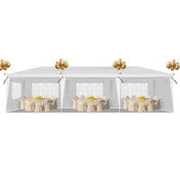 10'x30' Outdoor Party Tent with 8 Removable Sidewalls, Waterproof Canopy Patio Wedding Gazebo, White