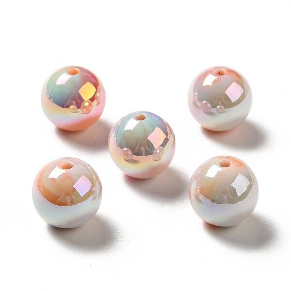 UV Plating Opaque Rainbow Iridescent Acrylic Beads
