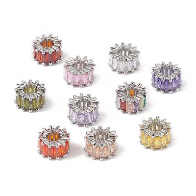 Rack Plating Brass Micro Pave Cubic Zirconia Beads