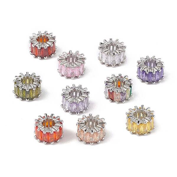 Rack Plating Brass Micro Pave Cubic Zirconia Beads