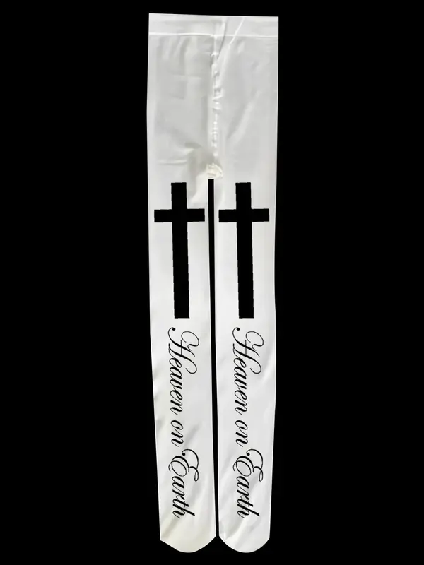 Graffiti Letter Print Long Socks, Tight Ankle Socks, Harajuku Knee High Y2K Style Role Play Cute Socks, Women's Fashion Acces...