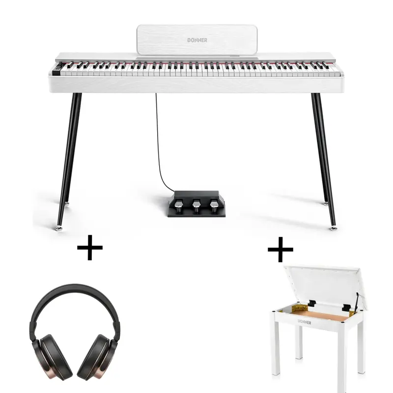 Donner OURA™ S100 Home Digital Piano Member Only - White / Piano+Bench+Headphones