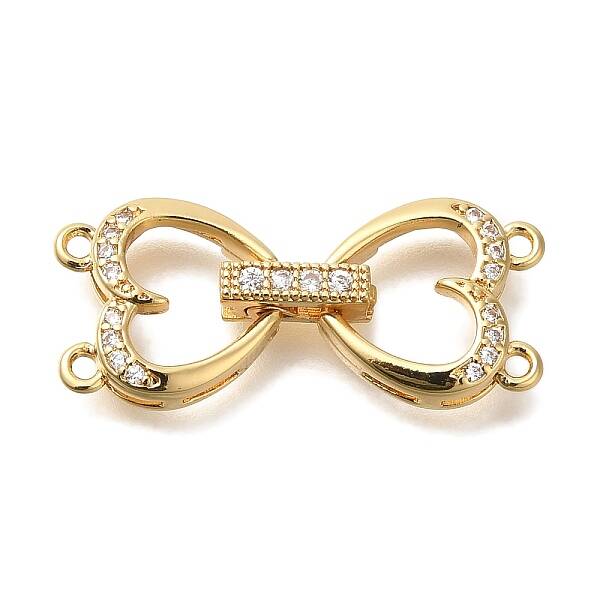 Brass Micro Pave Clear Cubic Zirconia Fold Over Clasps
