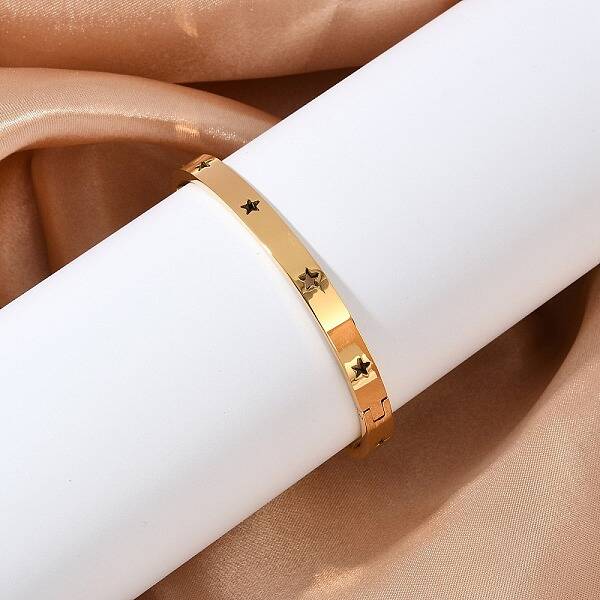 Hollow Star 304 Stainless Steel Hinged Bangles