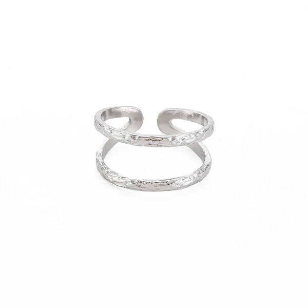 Non-Tarnish 304 Stainless Steel Double Line Open Cuff Ring for Women