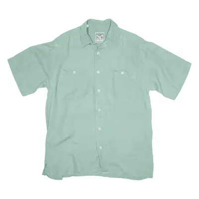 RUDNICK Plain Shirt Green Short Sleeve Mens M