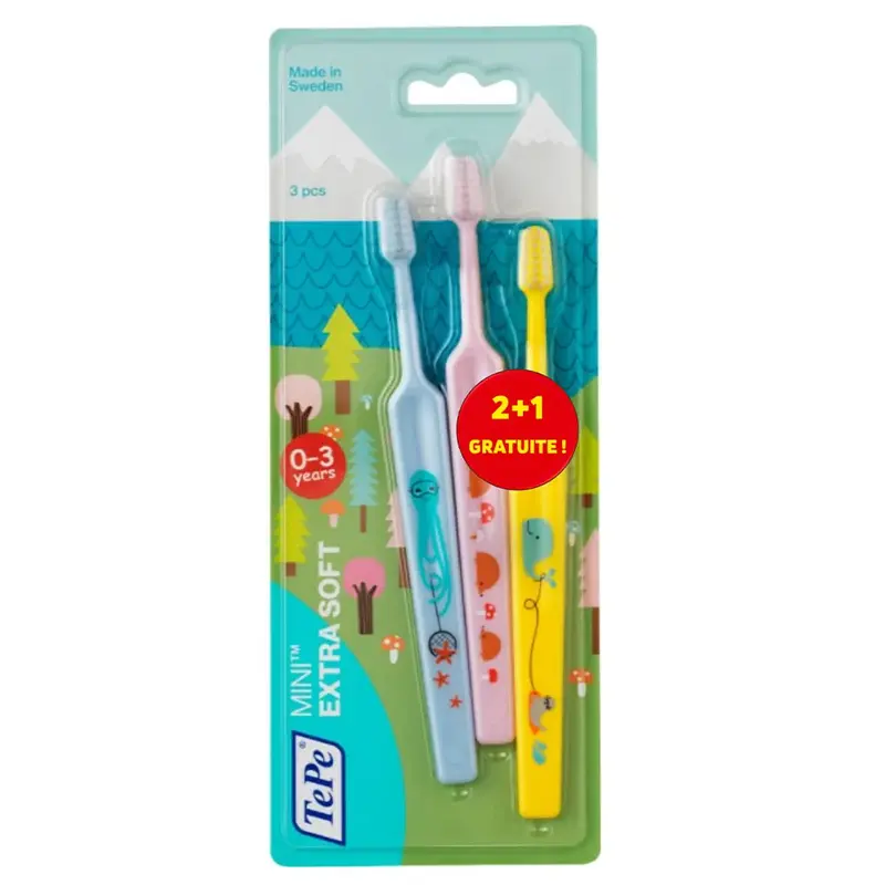Tepe Mini Extra Soft Soft Toothbrushes 0-3 Years x3