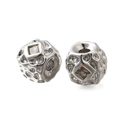 Brass Micro Pave Cubic Zirconia Beads