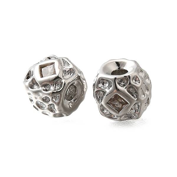 Brass Micro Pave Cubic Zirconia Beads