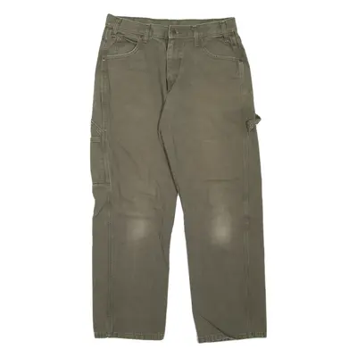 DICKIES Carpenter Workwear Mens Jeans Green Regular Straight W32 L30