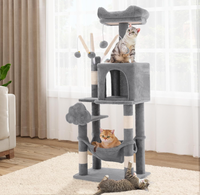 【Springtok】DWVO 44-Inch Multi-Level Cat Tree, Indoor Cat Tower with Hammock, Cave, Perches, Scratching Posts, and Pom-pom...