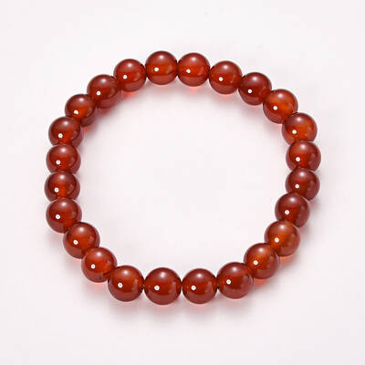 Natural Red Agate Beaded Stretch Bracelets