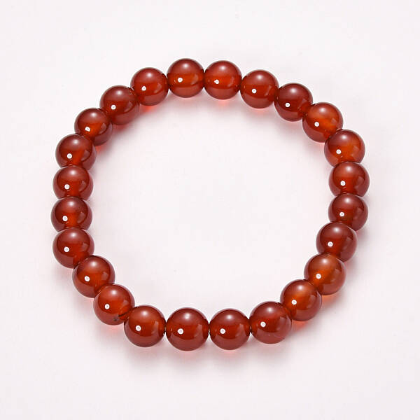 Natural Red Agate Beaded Stretch Bracelets