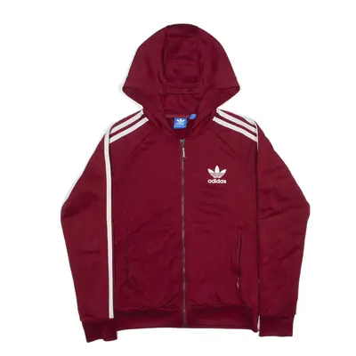 ADIDAS Hoodie Red Full Zip Womens UK 8