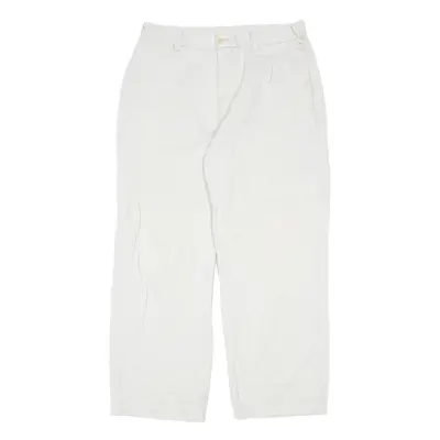 NAUTICA Chambray Trousers Cream Relaxed Straight Womens W34 L27