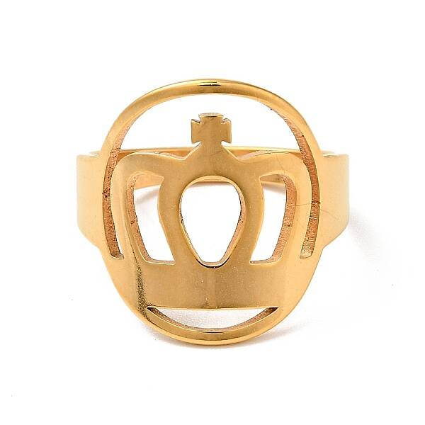 Ion Plating(IP) 201 Stainless Steel Crown Thick Finger Ring for Women