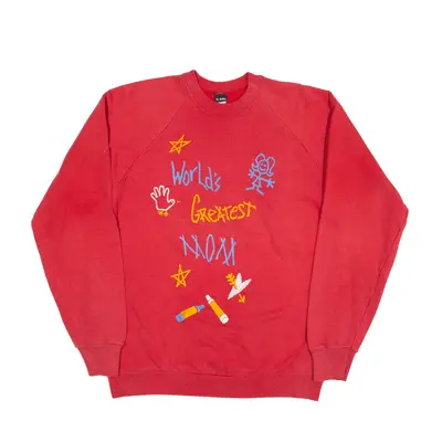 SCREEN STARS World's Greatest Mom Sweatshirt Red Womens XL