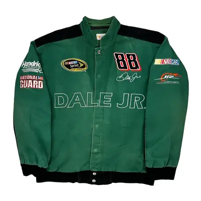 Dale Jr. Nascar Jacket - Large Green Cotton | Size: large