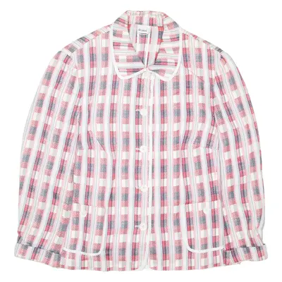 DELMOD Womens Overcoat Coat Pink Check M