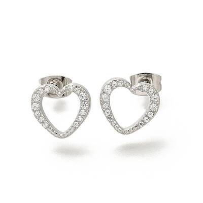 304 Stainless Steel Micro Pave Clear Cubic Zirconia Stud Earrings