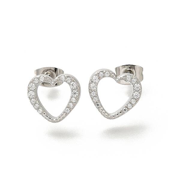 304 Stainless Steel Micro Pave Clear Cubic Zirconia Stud Earrings