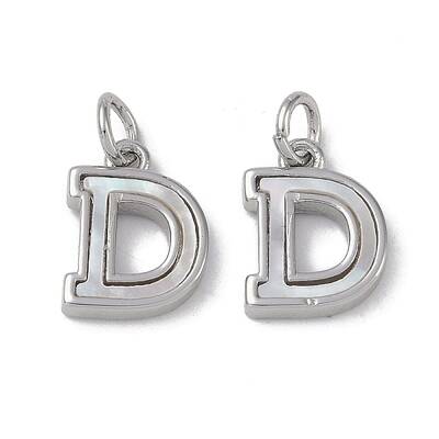Brass Pave Shell Letter D Charms