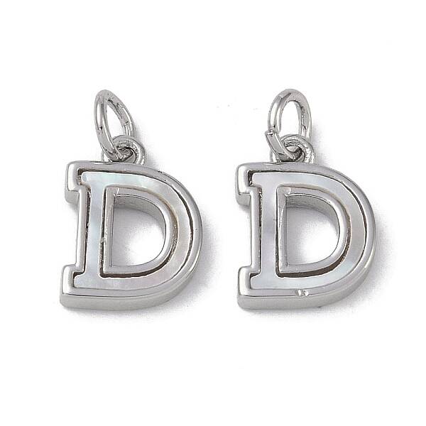 Brass Pave Shell Letter D Charms