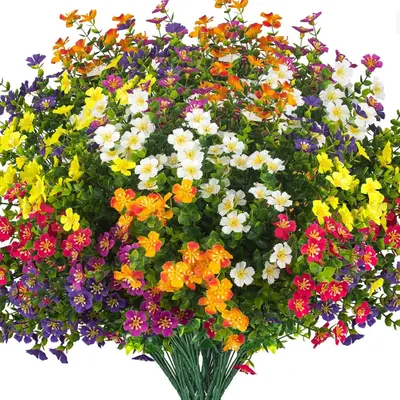 Artificial Mixed Flower, 12pcs/set Outdoor UV Resistant Colorful Simulated Flower, Decorative Flowers for Home Garden Porch, ...