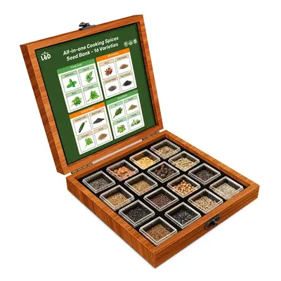 LUSH&DEW All-in-One Cooking Spices Seed Bank - 16 Organic Plant Seed Varieties Kitchen Garden Flavor Taffy