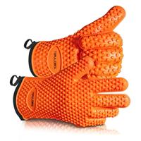 Silicone Gloves Oven Mitts with Inner Cotton Layer. Heat Resistant BBQ Smoker Grill Gloves Handle Grilling Barbecue Potholder...
